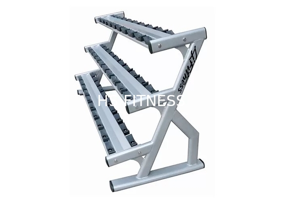 15 paires de Barbell en acier d'haltère de poids de support de noir à trois niveaux d'argent
