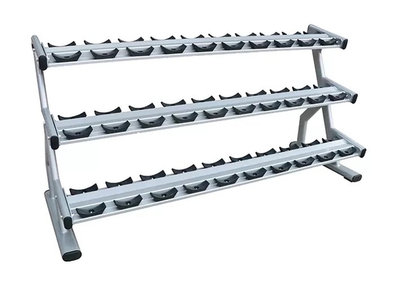 Support à trois niveaux d'haltère de double Barbell en acier pour 15 paires