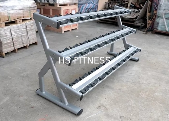 Support à trois niveaux d'haltère de double Barbell en acier pour 15 paires